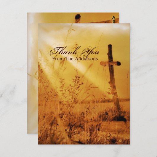 Christelijke land cross bruiloft dank u briefkaart (Voorkant / Achterkant)