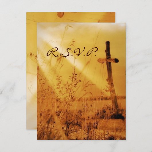 Christelijke land cross bruiloft RSVP Uitnodiging Briefkaart (Voorkant / Achterkant)