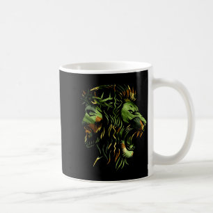 Christelijke Leeuw Jezus Kroon Camo geloof ontwerp Koffiemok