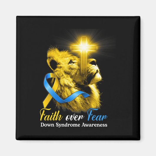 Christelijke leeuwen kruisen geloof over angst-oml magneet (Voorkant)