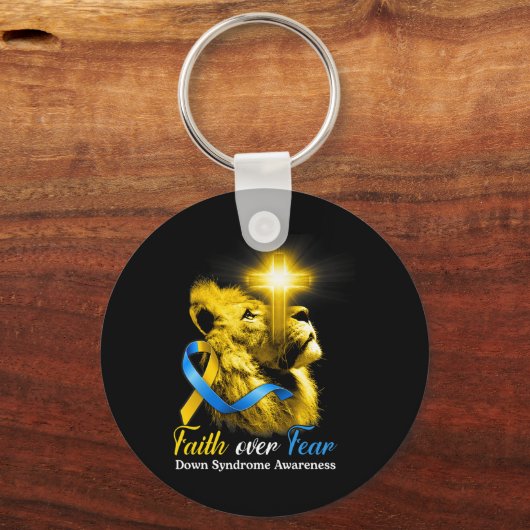 Christelijke leeuwen kruisen geloof over angst-oml sleutelhanger (Voorkant)