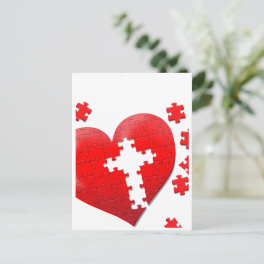 Christelijke liefdeshartenpuzzel briefkaart (Staand voorkant)