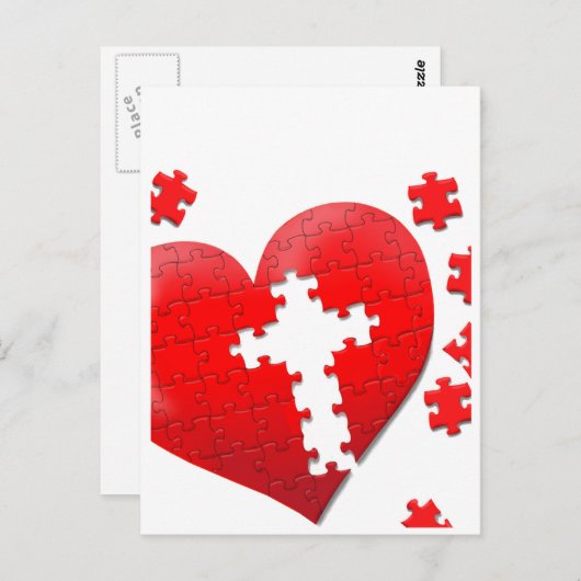 Christelijke liefdeshartenpuzzel briefkaart (Voorkant / Achterkant)