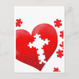 Christelijke liefdeshartenpuzzel briefkaart