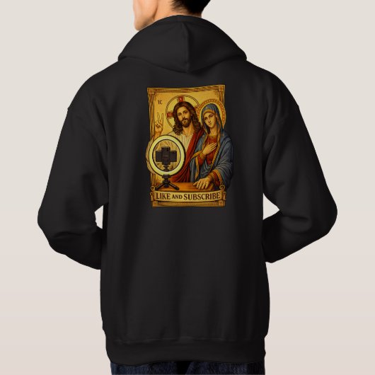 Christelijke Like & Subscribe Iconische Hoodie (Achterkant)