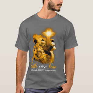 Christelijke lion Cross Faith over Angst Nationale T-shirt