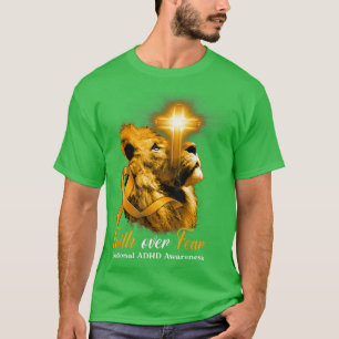 Christelijke lion Cross Faith over Angst Nationale T-shirt