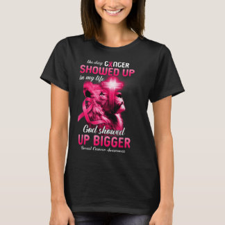 Christelijke Lion Cross Pink Ribbon Breast Cancer T-shirt