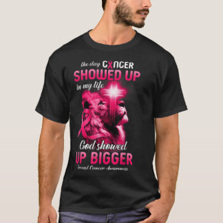 Christelijke Lion Cross Pink Ribbon Breast Cancer T-shirt