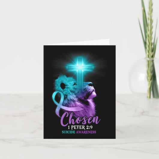 Christelijke lion Cross Religieuze Bijbel Verse Ze Kaart (Voorkant)