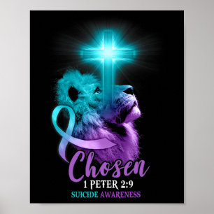 Christelijke lion Cross Religieuze Bijbel Verse Ze Poster
