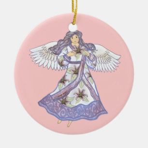 Christelijke lippenbloemengel keramisch ornament