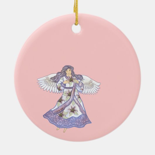 Christelijke lippenbloemengel keramisch ornament (Achterkant)