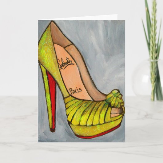 Christelijke Louboutin Yellow Glitter Red Bottom H Kaart (Voorkant)