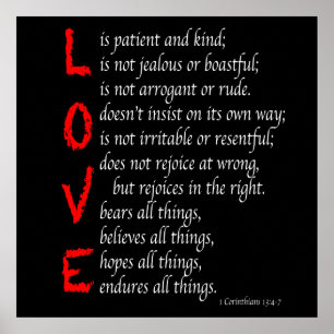 Christelijke LOVE Verses - Bloed van Christus - zw Poster