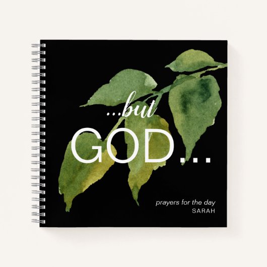 Christelijke maar God Foliage Black Prayer Journal Notitieboek (Voorkant)