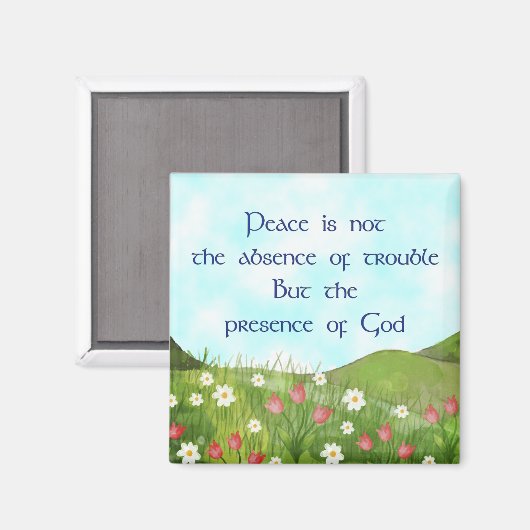 Christelijke magneet - Vrede is Gods aanwezigheid (Voorkant / Achterkant)