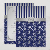Christelijke marine en Silver Floral Vine Invitati Kaart (Voorkant / Achterkant)