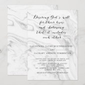 Christelijke marmer Elegant Script Wedding Invitat Kaart (Voorkant / Achterkant)