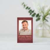 Christelijke Maroon Gold Photo Funeral Prayer Kaar Visitekaartje (Staand voorkant)