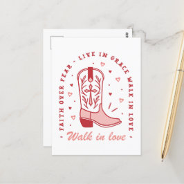 Christelijke meisje citaten lopen in liefde roze e briefkaart