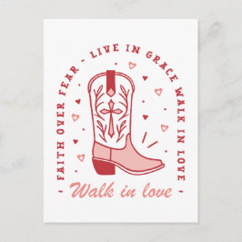 Christelijke meisje citaten lopen in liefde roze e briefkaart