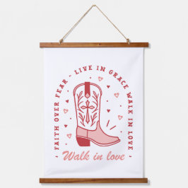 Christelijke meisje citaten lopen in liefde roze e hangend wandkleed