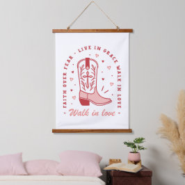 Christelijke meisje citaten lopen in liefde roze e hangend wandkleed