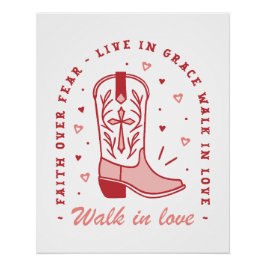 Christelijke meisje citaten lopen in liefde roze e perfect poster