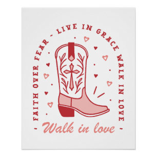Christelijke meisje citaten lopen in liefde roze e perfect poster