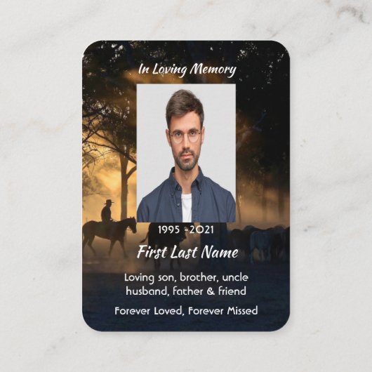 Christelijke Memorial Foto Forest Trail wandelpaar Visitekaartje (Achterkant)