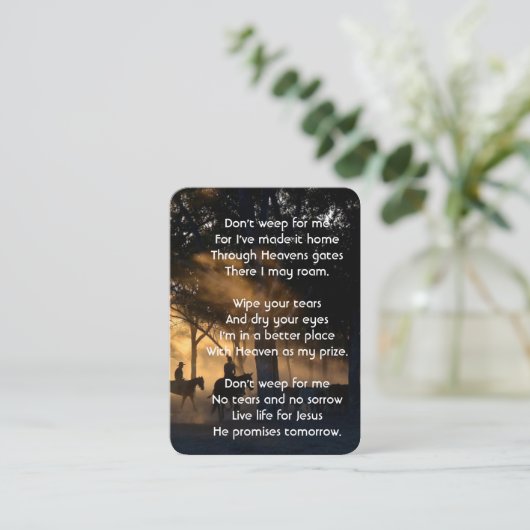 Christelijke Memorial Foto Forest Trail wandelpaar Visitekaartje (Staand voorkant)