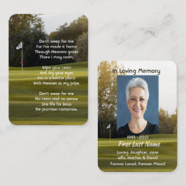 Christelijke Memorial Foto Gedicht Golfer Golfen Visitekaartje