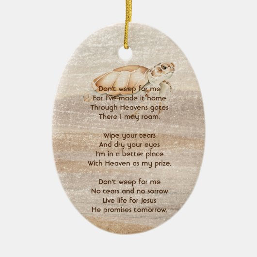 Christelijke Memorial Foto Sandy Beach Zee Turtle Keramisch Ornament (Voorkant)