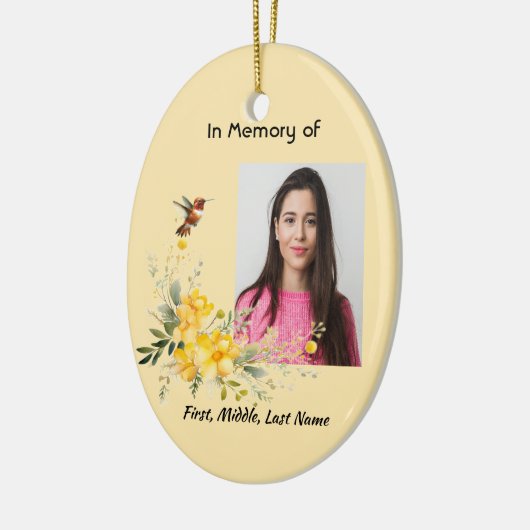 Christelijke Memorial Hummingbird Yellow Roses Keramisch Ornament (Links)