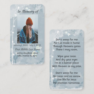 Christelijke Memorial Keepsake Dragonfly White Flo Visitekaartje