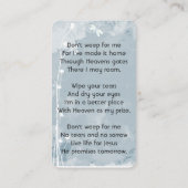 Christelijke Memorial Keepsake Dragonfly White Flo Visitekaartje (Achterkant)