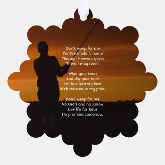 Christelijke Memorial Keepsake Golfer Golfen Ornament Kaart (Achterkant)