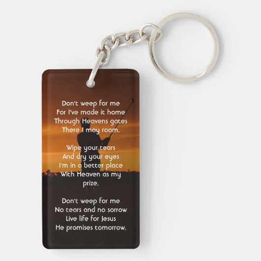 Christelijke Memorial Keepsake Golfer Golfen Sleutelhanger (achterkant)