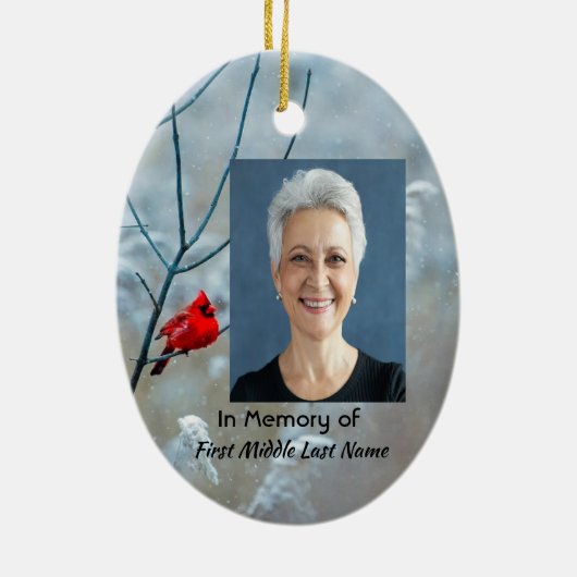 Christelijke Memorial Keepsake Kardinaal Red Bird Keramisch Ornament (Achterkant)