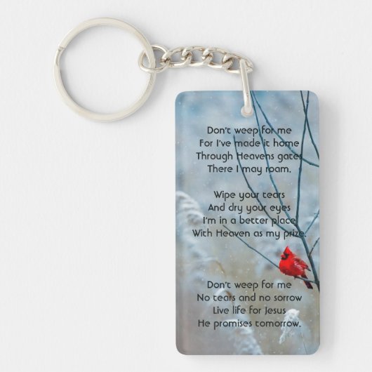 Christelijke Memorial Keepsake Kardinaal Red Bird Sleutelhanger (Voorkant)