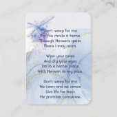 Christelijke Memorial Keepsake Memorial Dragonfly Visitekaartje (Achterkant)