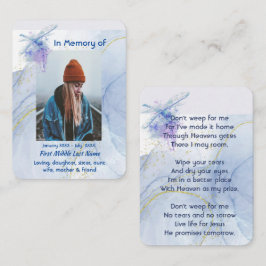 Christelijke Memorial Keepsake Memorial Dragonfly Visitekaartje