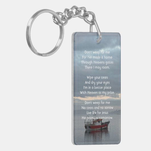 Christelijke Memorial Keepsake Vissende bootvisser Sleutelhanger (Voorkant Links)