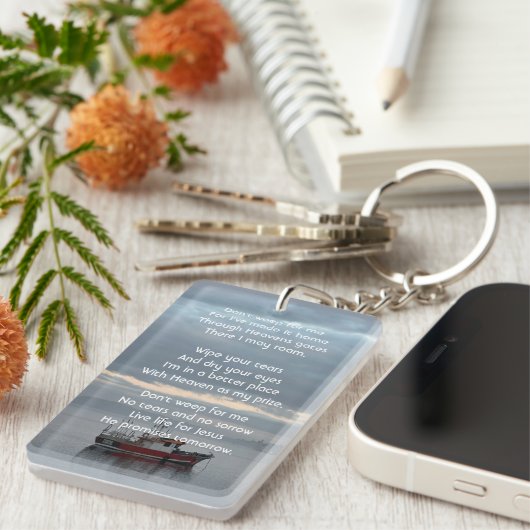 Christelijke Memorial Keepsake Vissende bootvisser Sleutelhanger (Voorkant Rechts)