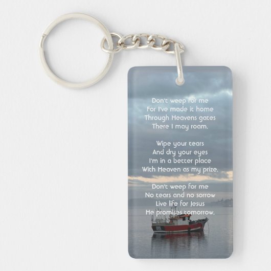 Christelijke Memorial Keepsake Vissende bootvisser Sleutelhanger (Voorkant)