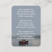 Christelijke Memorial Keepsake Vissende bootvisser Visitekaartje (Voorkant)