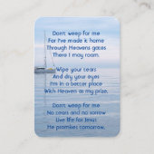 Christelijke Memorial Keepsake zeilboot kalm water Visitekaartje (Voorkant)