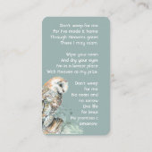 Christelijke Memorial Memory Waterverf Barn Owl Bi Visitekaartje (Achterkant)