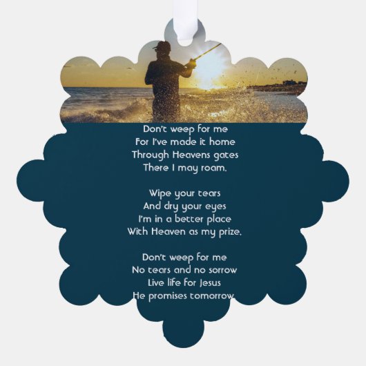 Christelijke Memorial Ocean Fly Vissen Visser Ornament Kaart (Achterkant)